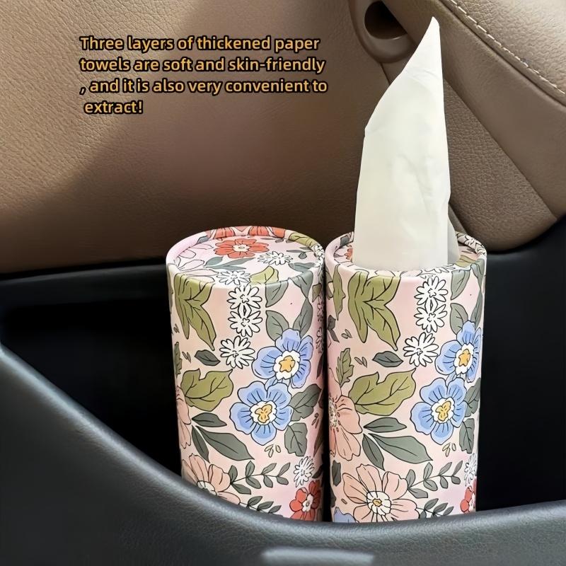 1/2Pcs Household Tissues, Cylindrical Appearance, Exquisite Flower Pattern Car Tissue, Napkins And Household Packaging Paper