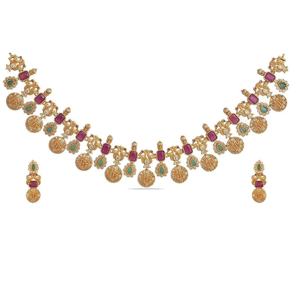 TARINIKA Antique Gold Plated Rhea Short Necklace Set