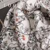 [Узор с цветами, укропом и фейерверками] Новый весенний шелковый шарф-платок из шелка-сырца для женщин, маленький, свежий и с крупными цветами, укропом, шелковый шарф
