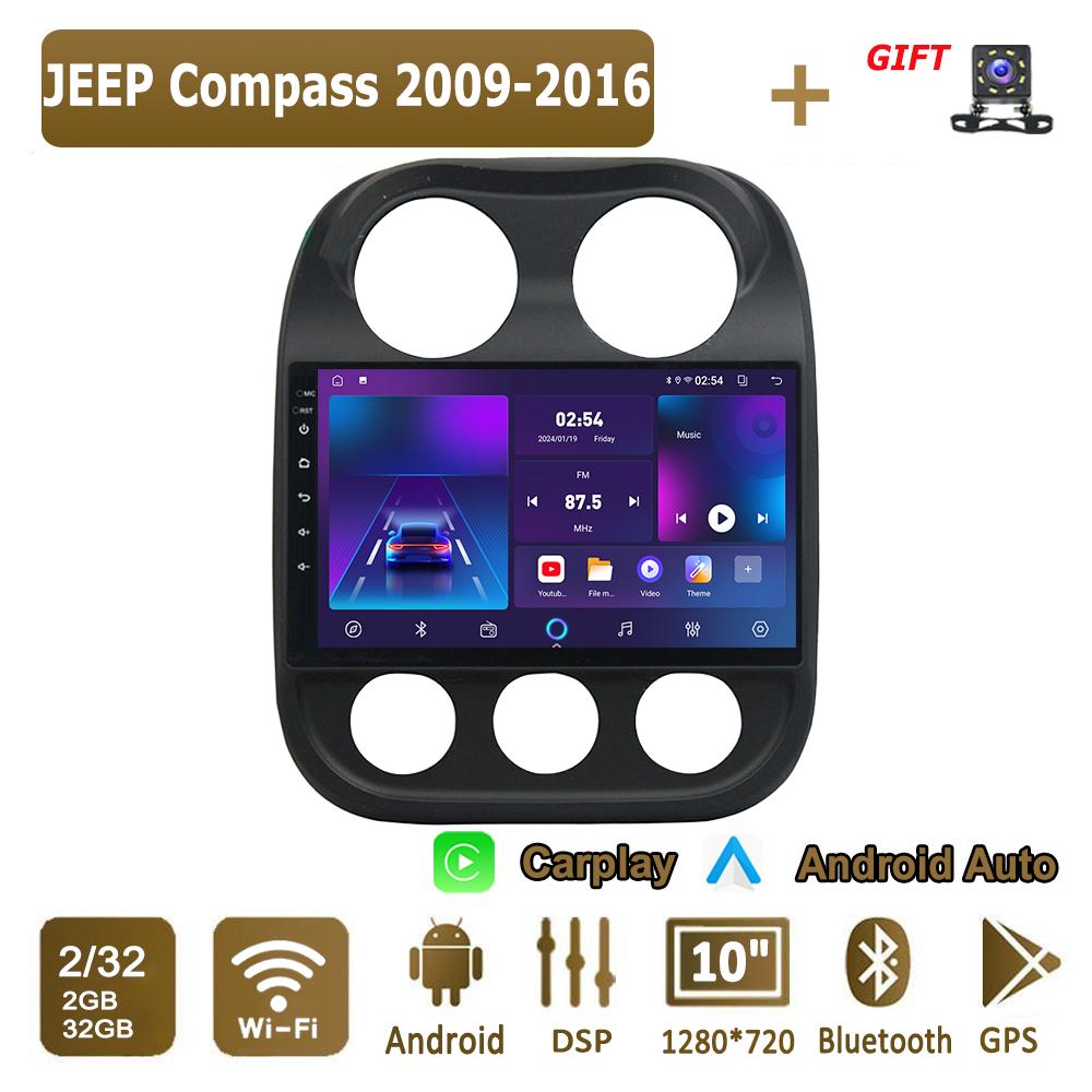 Android Carplay автомобильное радио для JEEP Compass 2009-2016 мультимедийный проигрыватель головное устройство стерео GPS навигация BT WIFI 4+64 ГБ