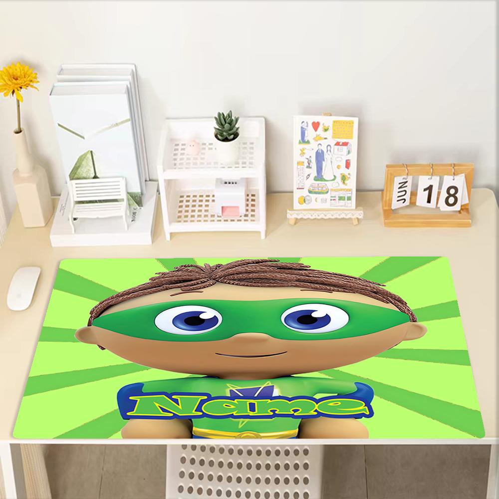 Custom Name Super Why Theme Mouse Pad, Non Slip Rubber Base, Multifunctional Office & Home Decor, Perfect for Workspace Personalization.
