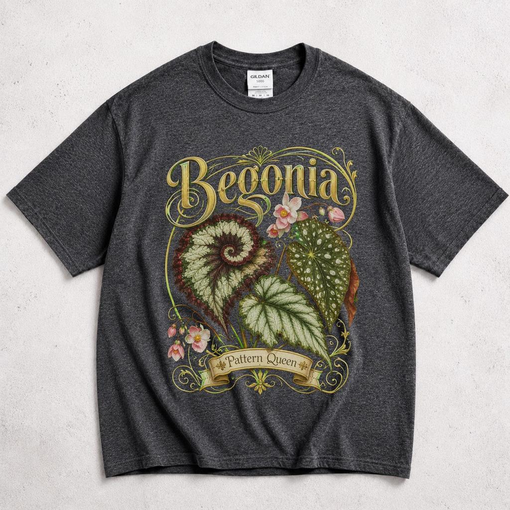 Begonia Shirt, Elegant Botanical Graphic Tee, Flower Print Shirt, Gardening Shirt, Houseplant Collector Lover Apparel