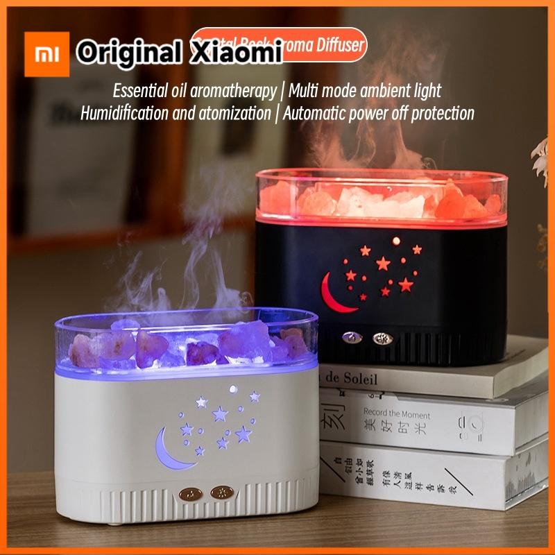 Xiaomi Crystal Salt Stone Fragrance USB Air Humidifier with Fire Flame Lamp 200ml Home Electric Ultrasonic Aroma Essential Oil Diffuser