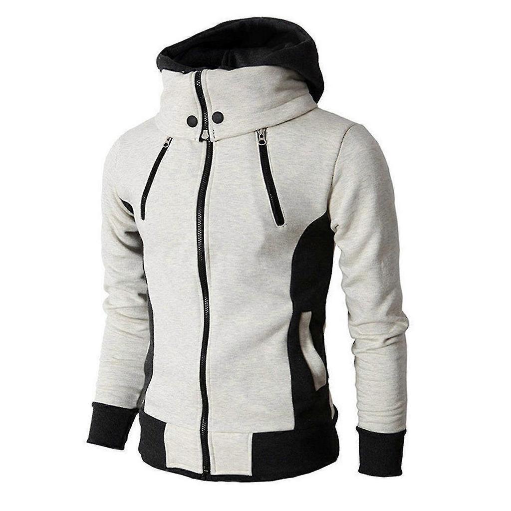 Men Zip Up High Collar Thick Fleece Lined Hoodie Winter Warmer Coat Jacket 25-26