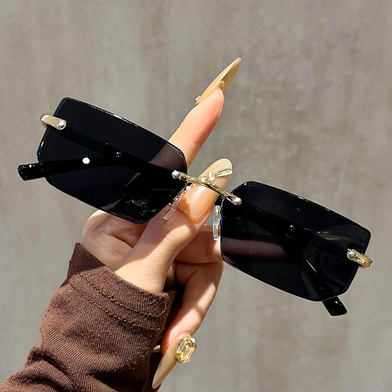 Модные безободковые европейские и американские солнцезащитные очки с защитой от УФ-лучей для мужчин и женщин