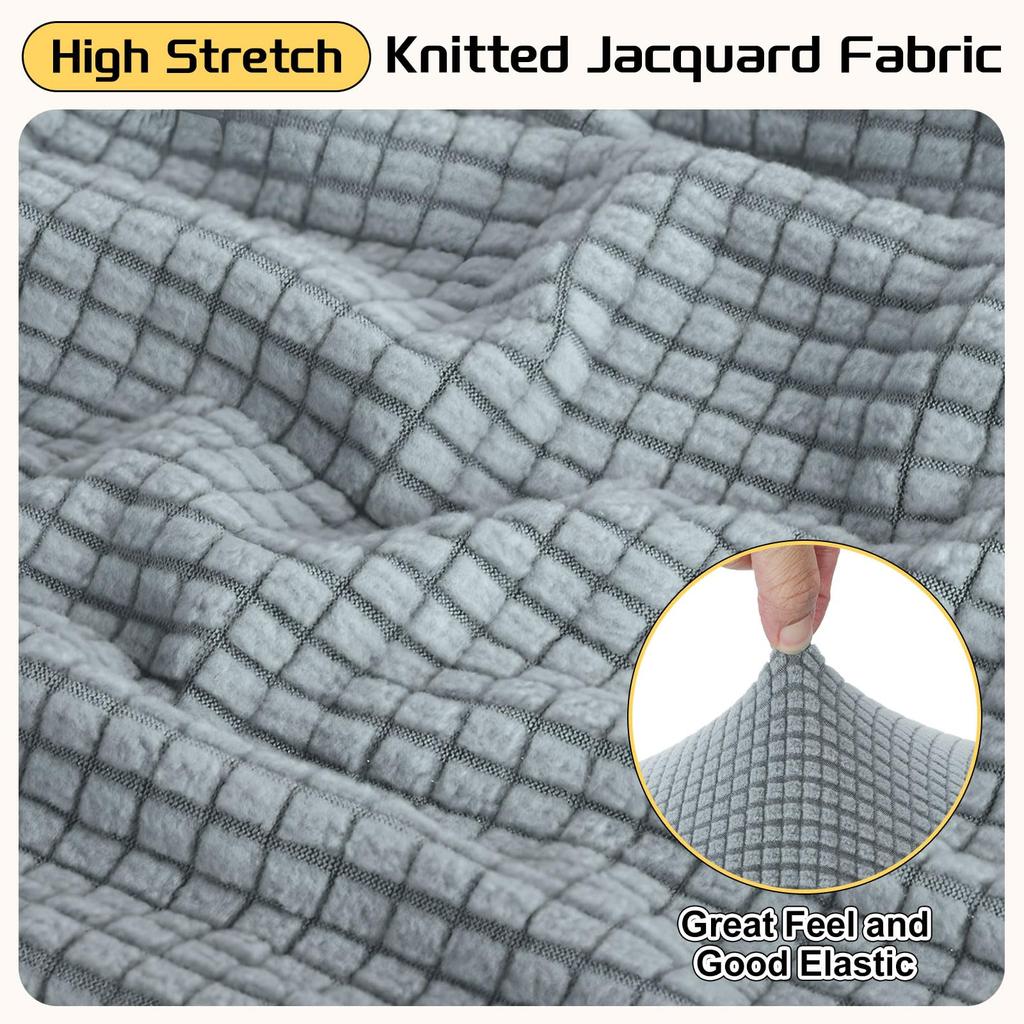 uxcell Square Jacquard Ottoman Slipcover with Elastic Stretch Footrest Stool Cover for Living Room Furniture Protector Large Bottom, (Gray, Size)