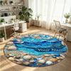 Ocean Sea (22) Theme Round Crystal Velvet Rug Custom Name Text Personalized Floor Mat Home Decor Non Slip Crystal Carpet