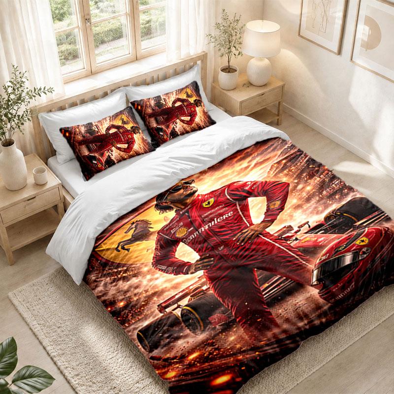 Bedding Set 1 Duvet Cover 2 Pillowcases Lewis Hamilton Print Bedroom Home Decoration