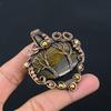 Double Tree Of Life Iron Tiger Eye Gemstone Handmade Copper Wire Wrap Jewelry Pendant