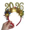 2026 Shiny New Year Hairband Glitter-Coated Headband Sparkling Numbers Design Hair Hoop Festive Hair Accessory
