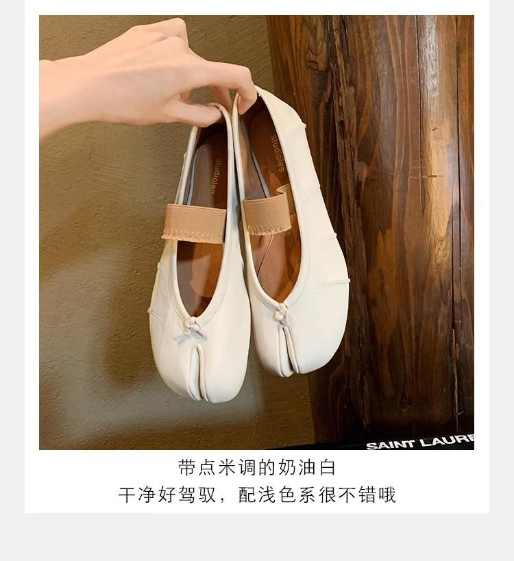 Sheepskin Version~ Grape Mother, the Same Style, Light Mouth, One-word Belt, Thin and Soft Split-toe Shoes, Women's Single Shoes, Genuine Leather Fl