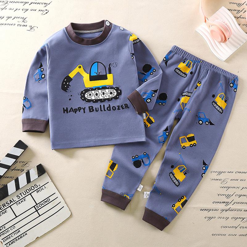 Winter Kids Long Sleeve O Neck T Shirt Pants Set Casual Baggy 2pcs Suit Cotton Cartoon Printes Outfit