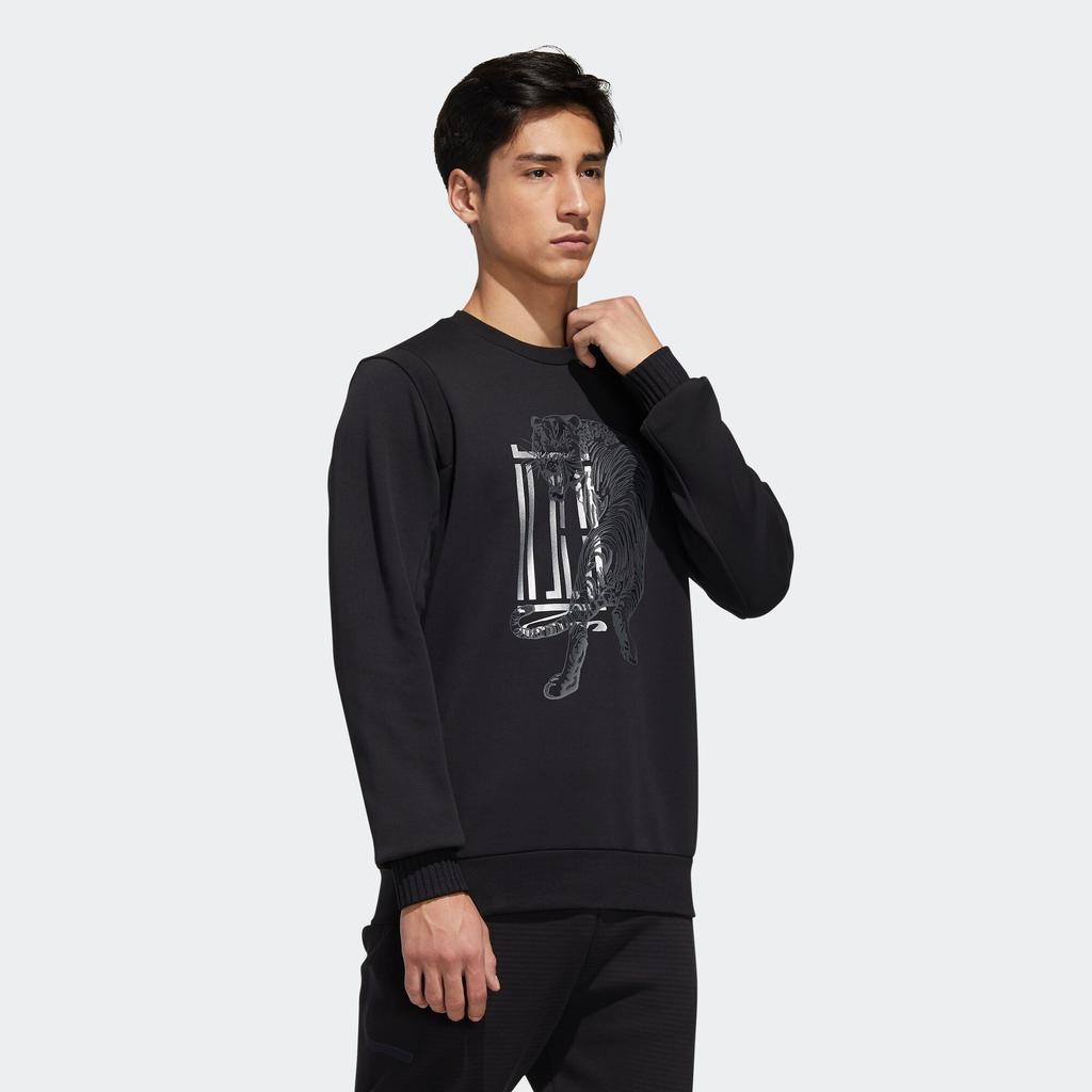 Adidas Спортивный пуловер с круглым вырезом, мужские топы, черный GF4040