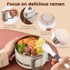 Lidded Handle Ramen Bowl with Stainless Steel Inner Container Microwave Safe Lunch Box for Instant Noodles Cooking Device