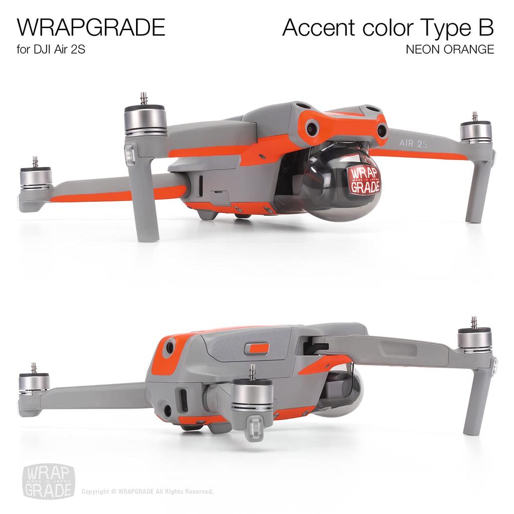 Виниловая пленка WRAPGRADE для DJI Air 2S, Цвет акцента B (Неоновый оранжевый)