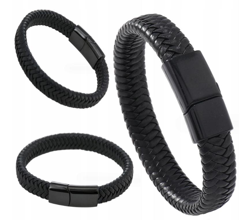 Men's leather bracelet black gift braided bracelet adjustable