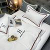 4 Pcs Light Luxury Polyester Cotton Sheets for Bed Solid Colour Full Queen King Size Bed Comforter Set with Duvet Cover