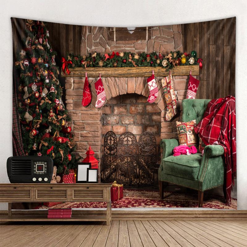 Tapestry Home Christmas Tapestry Fireplace Background Cloth Christmas Tapestry Wall Room Decoration Tapestry