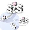 Original 925 Sterling Silver Charms Pink Heart Zircon Sister Bead Fit Original Bracelets For Women DIY Jewelry Gift