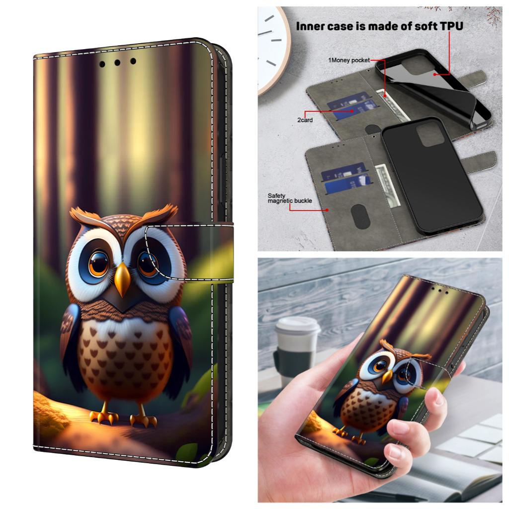 Owl Pattern Shockproof Card Slots PU Leather Wallet Phone Case for iPhone,Samsung,Huawei,Xiaomi,Moto,Oppo,Google,Nokia,LG,Oppo...