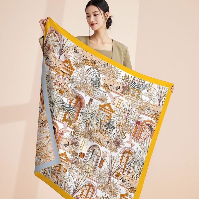 Original Design 100% Silk Scarf 110x110cm Heavyweight 18 Momme Double-sided Printed Square Women
