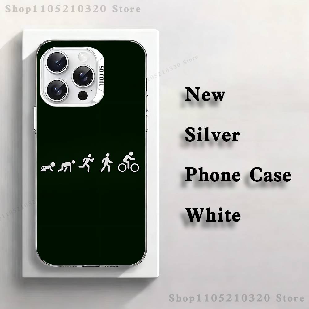 Triathlon Swim Bike Run Phone Case For iPhone 17,16,15,14,13,12,11,Pro,Max,Plus,Mini,XS,SE Anti Fall White Matte Hard Bumper