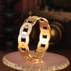 Chic Style Oval Ring Buckle Splicing Diamond-set Smooth Surface Bracelet Fashionable Hollow Design Titanium Steel Plated with 18k Gold