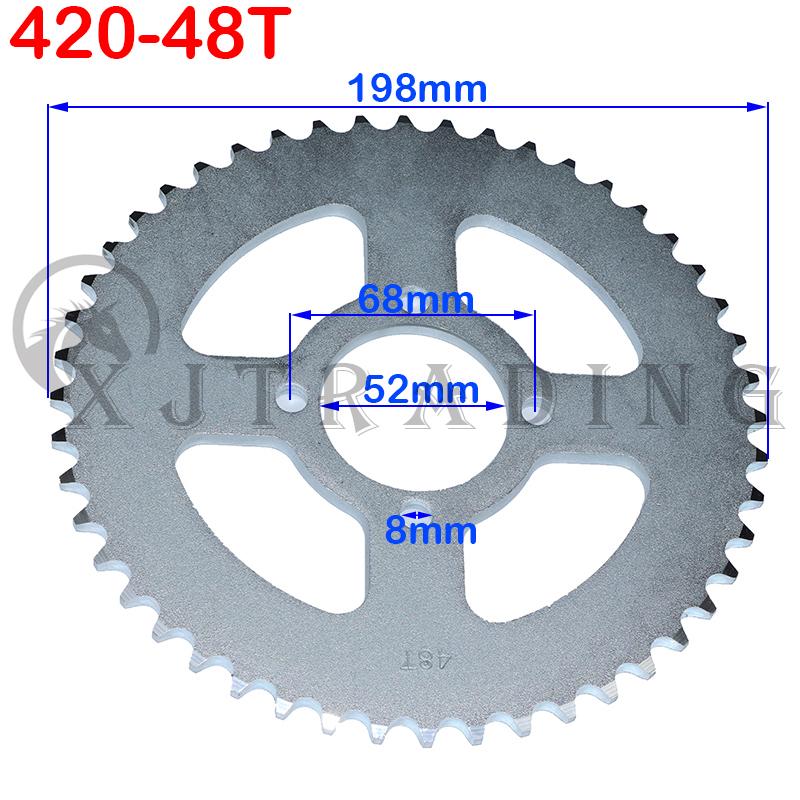 Мотоциклетная цепь 420/428 31T/37T/41T/48T 52MM Задняя звездочка для китайского квадроцикла ATV Pit Dirt Bike Мотор Мопед Аксессуары