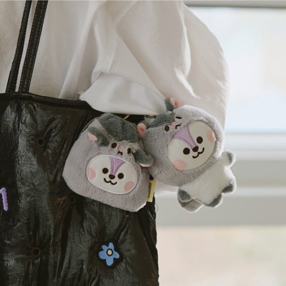 BT21 MANG BABY FLUFFY Лежащая кукла/ Брелок для ключей/ Костюмированный шкаф, набор из шляпы-ведра/ Мини-сумка-шнурок с подвесками/ Сумка-чехол для куклы-лица (5 вариантов)