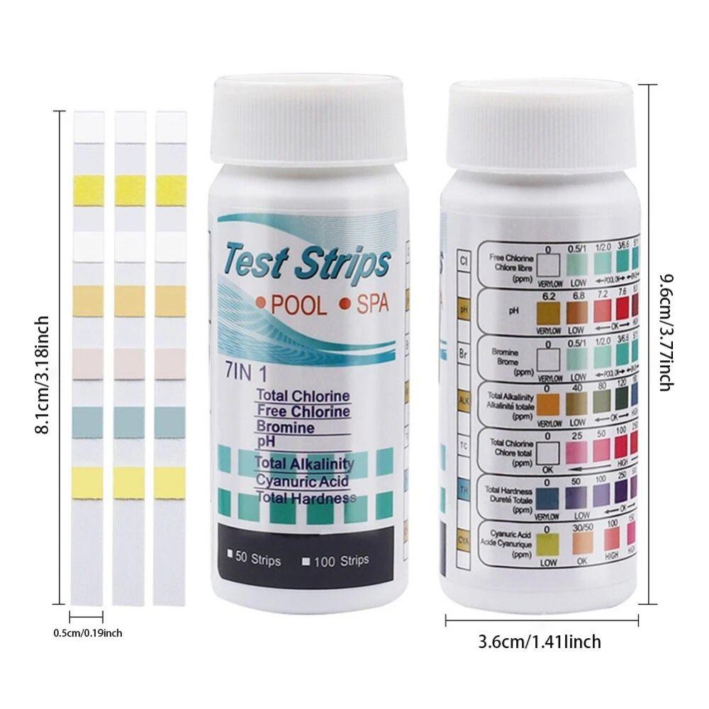 100Pcs 7in1 Swimming Pool Test Strips Convenient PH Water Quality Test Paper Water Test To Detect