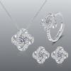 Earring Set Micro-set Zircon Ring Light Luxury Fashionable Floral Necklace Jewelry Four-leaf Clover Clavicle Chain