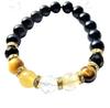 Leaf Stone Your 5 Wealth Gold Rutilated Crystal Power Stone Bracelet for Natural Stones Medium 16cm [Improve Fortune! Stones!] Tiger's Eye, Quartz,