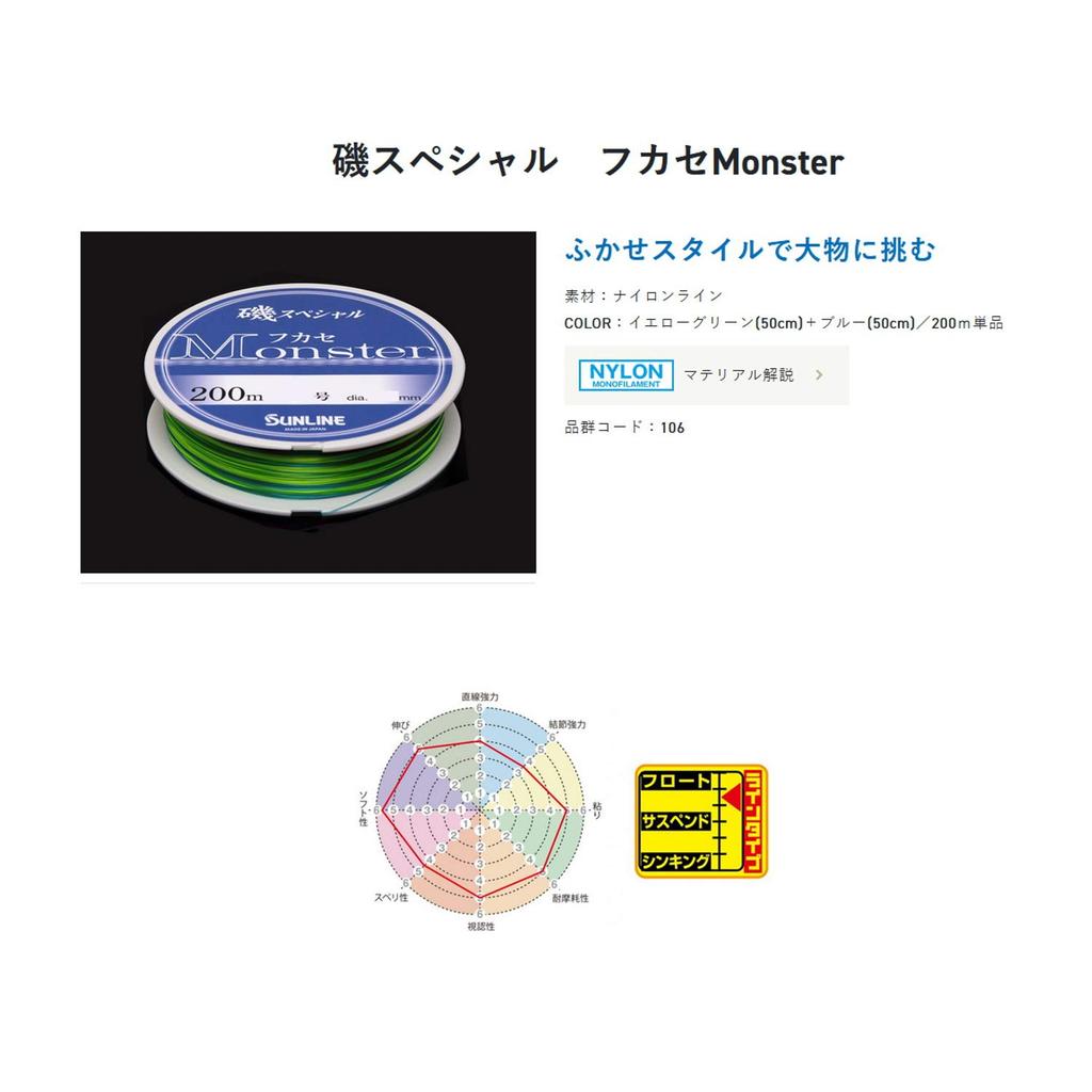 SUNLINE Iso Special Fukase Monster 200m Single Size 14 Line,