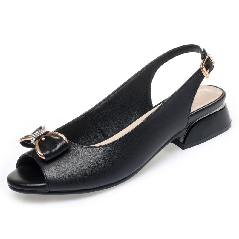 Fashion AIYUQI Women Sandals Genuine Leather 2025 Summer New Open Toe Fashion Bow Women's Sandals Fish Beak Large Size Sandals Ladies