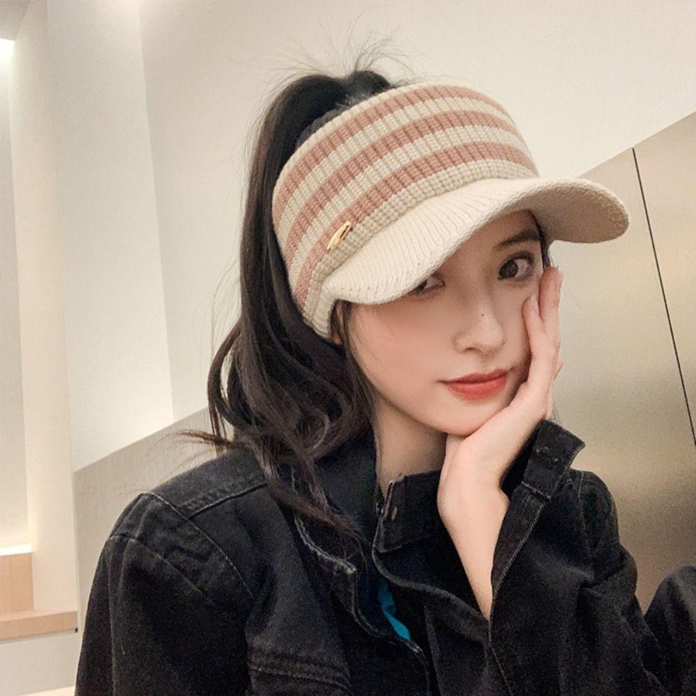 Зимняя шляпа в полоску, модные спортивные шапки на открытом воздухе, новые бейсболки с пустым верхом