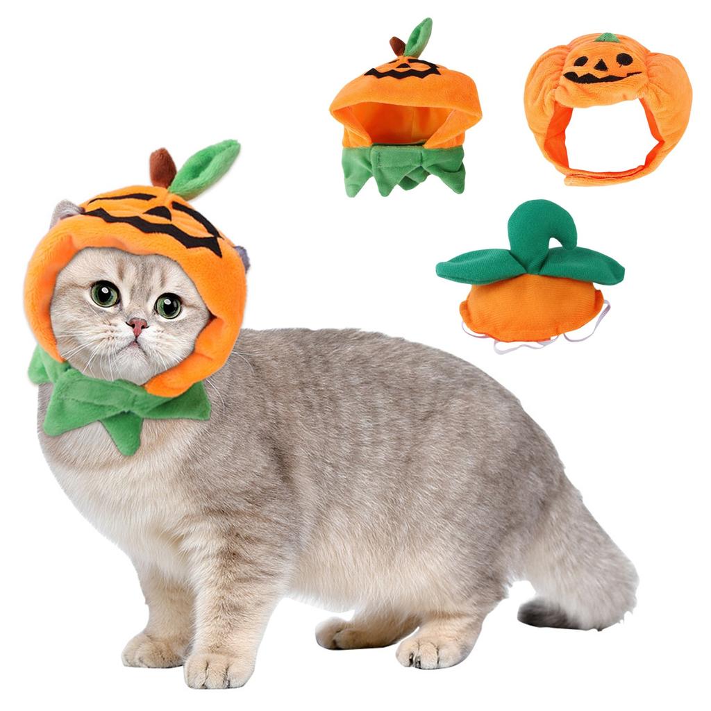 Halloween Cat Pumpkin Hat, Cute Pumpkin Holiday Decoration Pet Hat