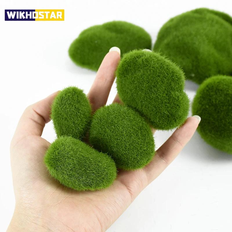 10Pcs Simulation Moss Stone Artificial Moss Rocks Ball Fake Green Plant for Home Garden Flower Pot Decoration Creative Crafts