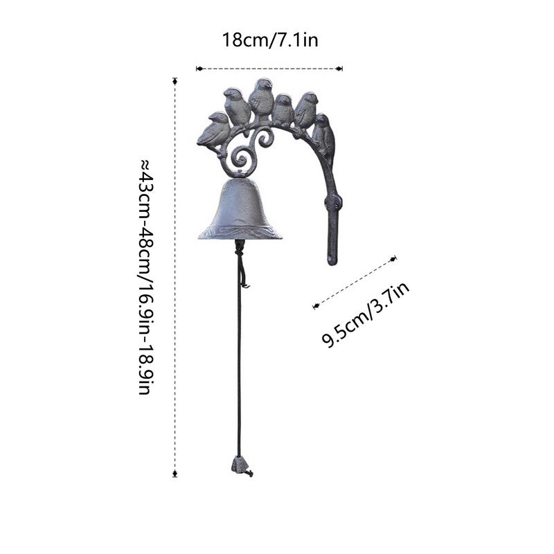 Колокол для ужина в фермерском доме, чугунный настенный колокол для церкви, настенный колокольчик для парадных ворот, декоративные колокольчики для акцента на ферме с 6 птицами, большие и