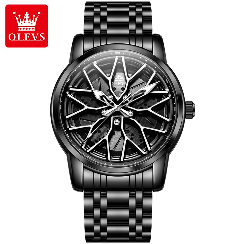 Olevs 3701 Luxury Hollow Out Rotation Sport Fashion Luminous Waterproof Waterproof Stainless Steel Quartz Watch