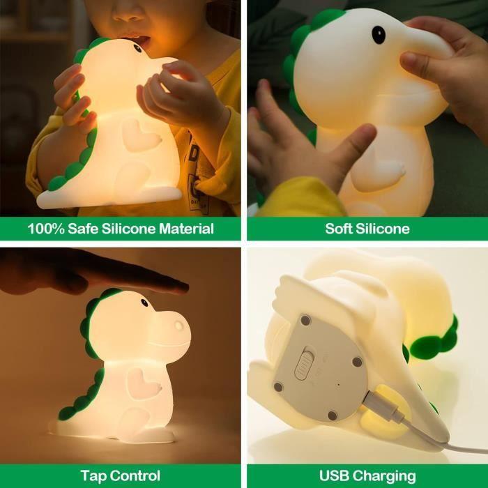 Veilleuse Dinosaure pour enfants,lampe de chevet LED portable et rechargeable pour la chambre des tout-petits