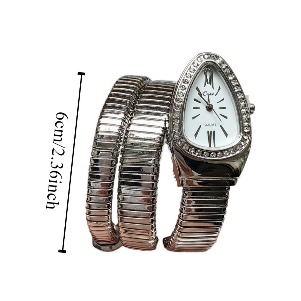 Кварцевые наручные часы из нержавеющей стали, элегантные часы-змея, браслет, модные женские кварцевые часы для женщин