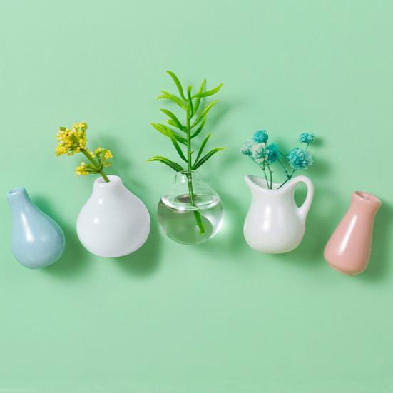 5 шт. Мини стеклянная ваза магнит на холодильник домашний офис кухонный шкафчик холодильник 3D ваза для цветов магнитное украшение орнамент