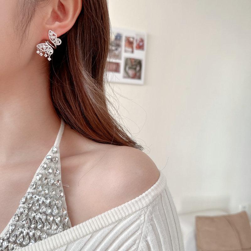 Новые модные легкие роскошные дизайнерские серьги-феи из циркония, нишевые высококачественные женские серьги-бабочки из серебра 925 пробы