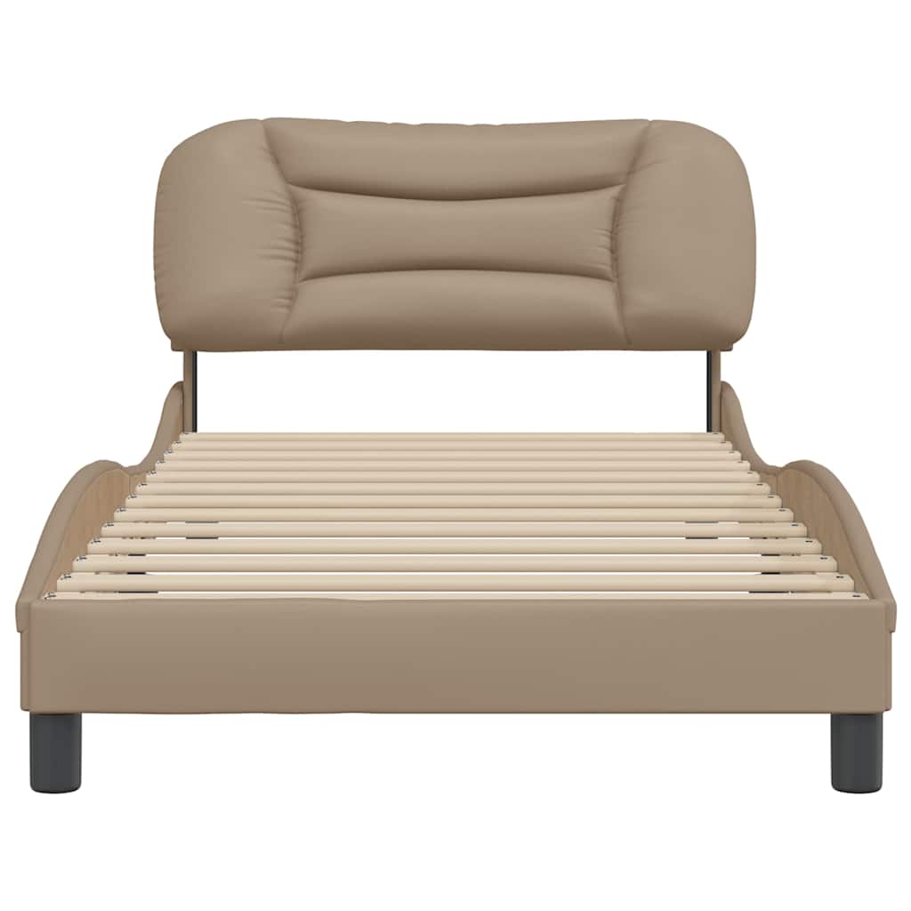 Bed Frame without Mattress Hvar Cappuccino Brown 100x200 cm Faux Leather
