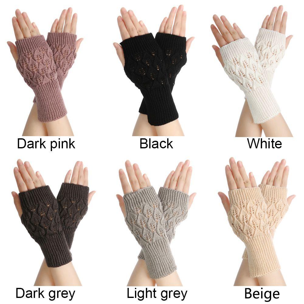 Protable Winter Autumn Warm Wool Exposed Finger Wrist Gloves Half Mitten Knitted Wool Glove