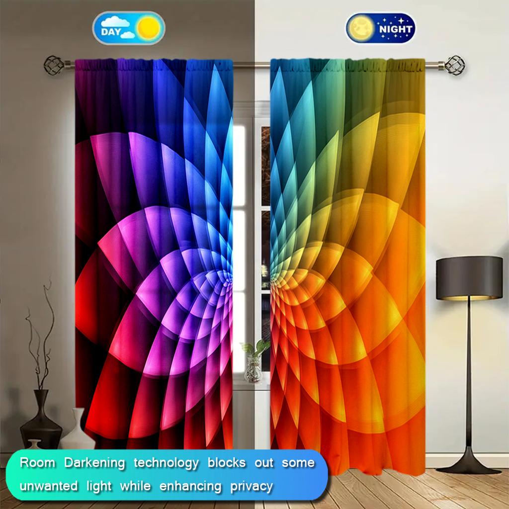 2 шт. Яркие красочные цветочные узоры с напечатанными шторами для домашнего декора - Карманные шторы для окон в спальню, офис