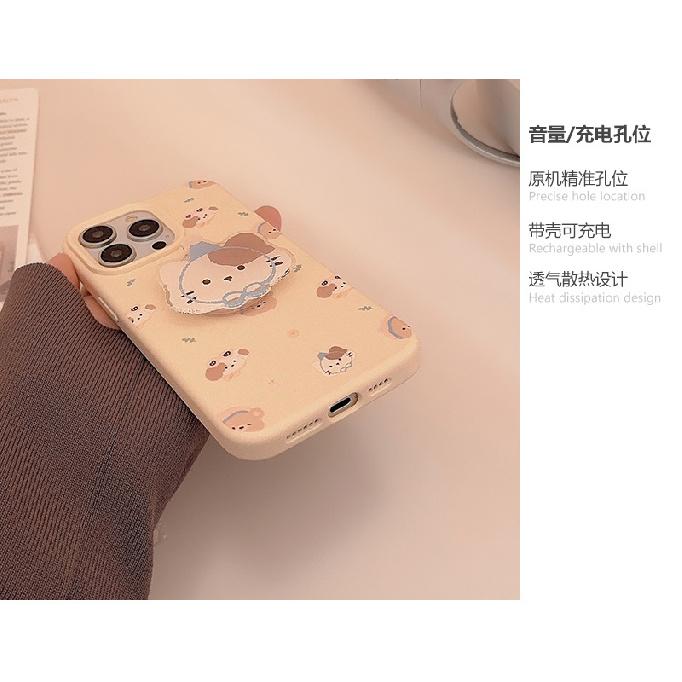 Cute kitty stand iPhone 17 phone case, Apple 15 cream yellow cartoon, suitable for 16 Pro Max, 13 anti-drop, 12