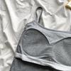 Хлопковый топ-майка в корейском стиле с чашечками - Облегающий однотонный красивый топ-майка на бретельках