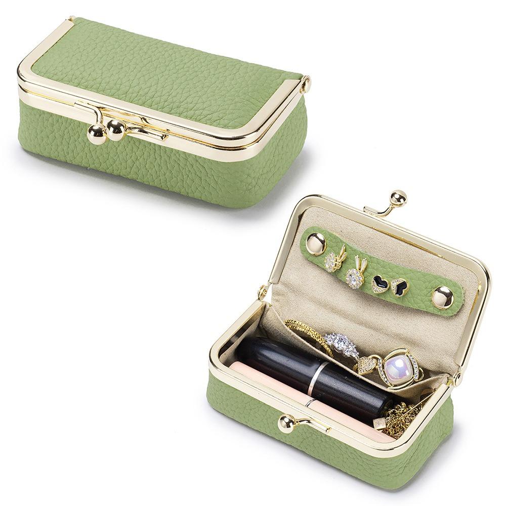 Exquisite Leather Jewelry Storage Bag Solid Color Jewelry Storage Box Cosmetic Bag Woman Girls