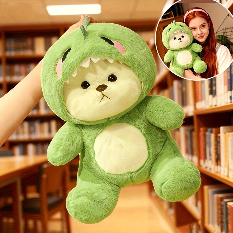 1PC Cute Green Dinosaur Plush Toy, Wearing A Small Coat, Soft Face, Can Be Used As A Throw Pillow